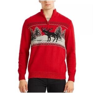 CHRISTMAS SWEATER CHAPS Men’s Holiday Edition Red Moose Sweater Large